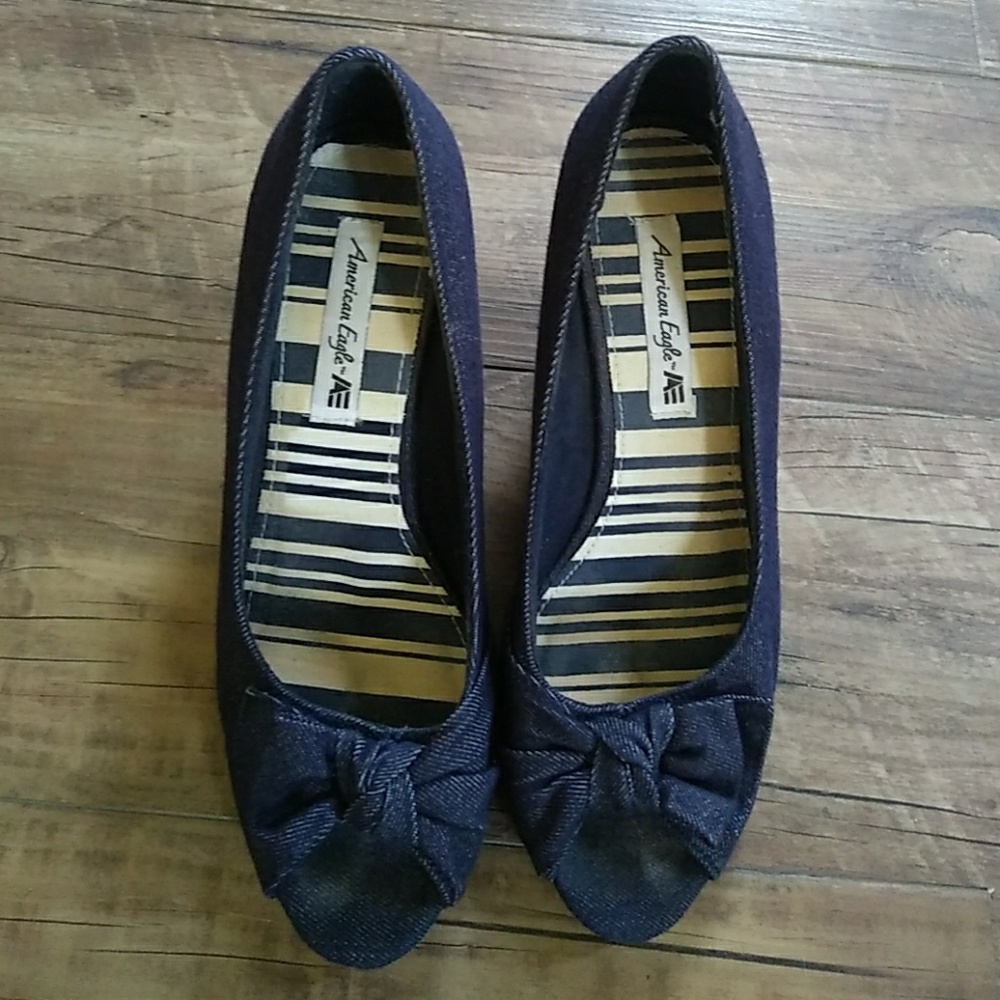 American eagle denim wedge heels size 8.